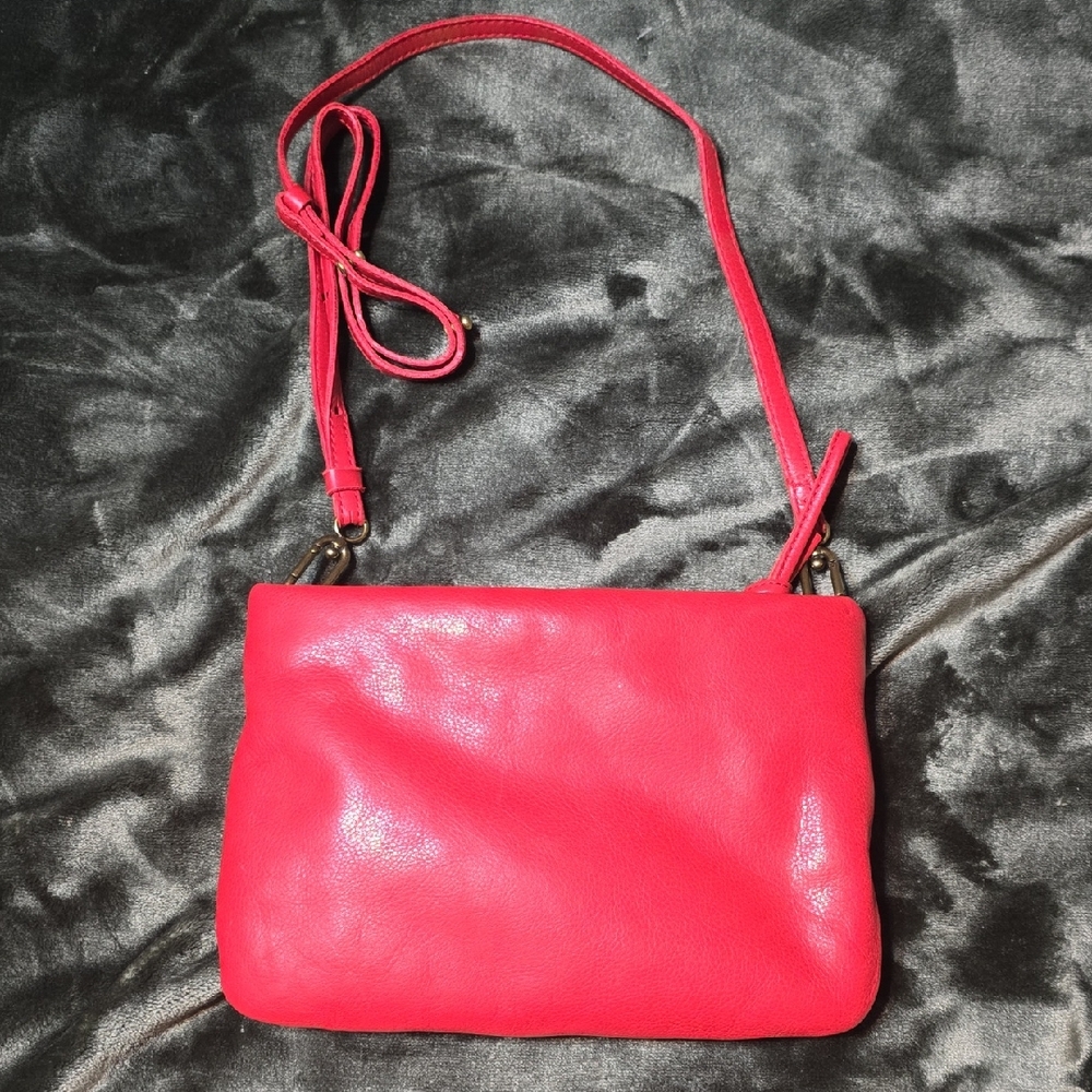 Elegant Red Leather Madewell Crossbody Bag